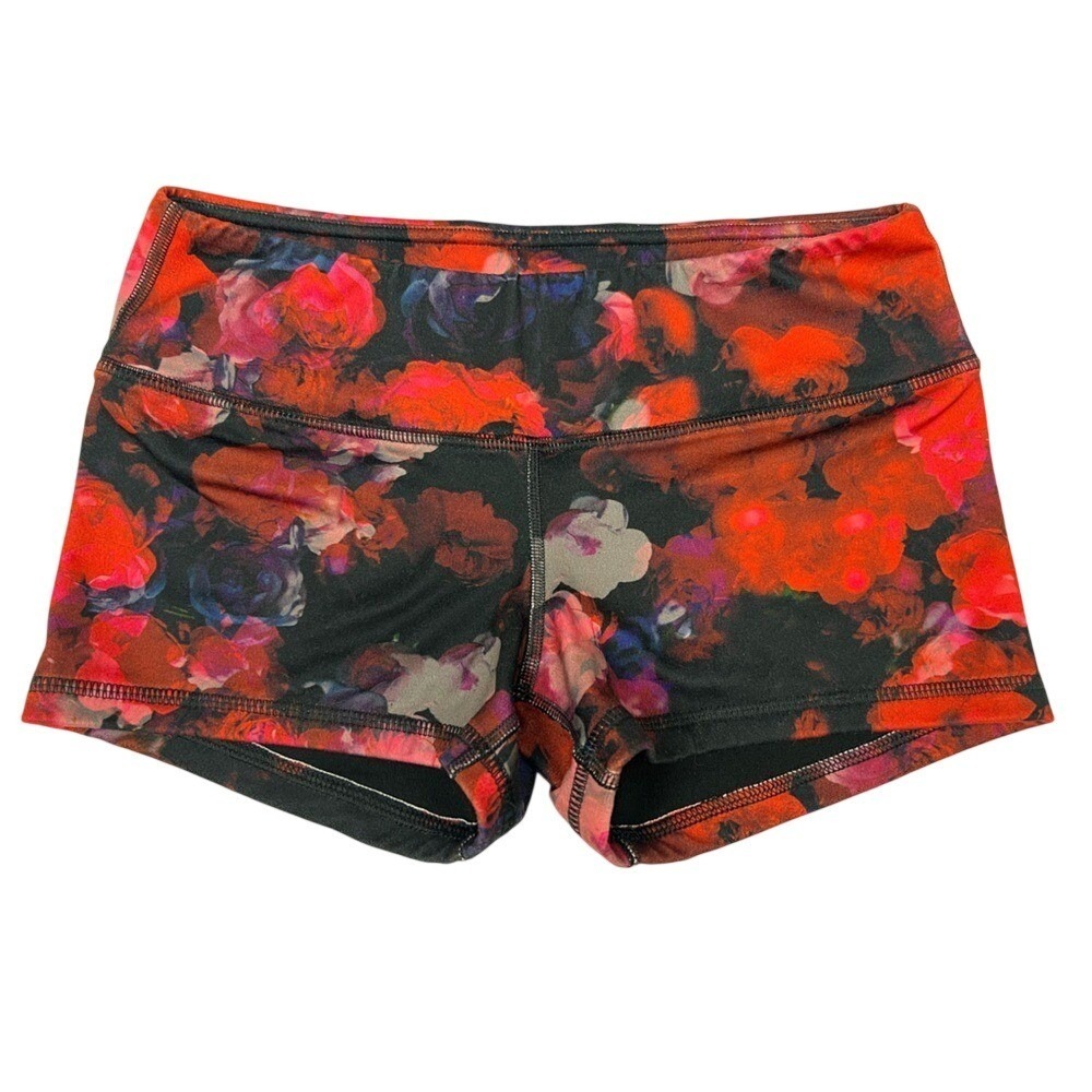 FLEO Low Rise Floral Athletic Shorts Red Black Multi Womens‎ Size Small S